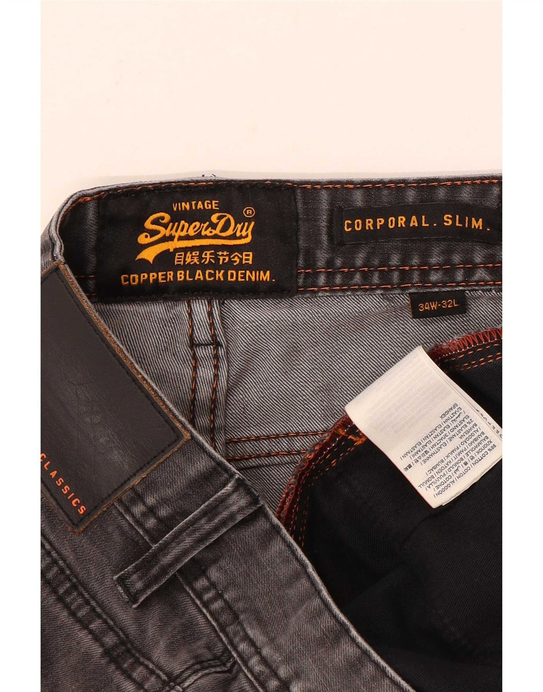 Jeans uomo corporal slim Superdry W34 L32 cotone grigio