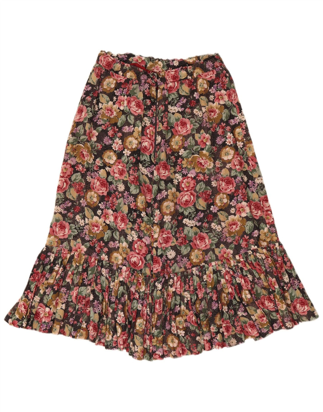 Gonna a trapezio da donna vintage W28 floreale medio multicolore