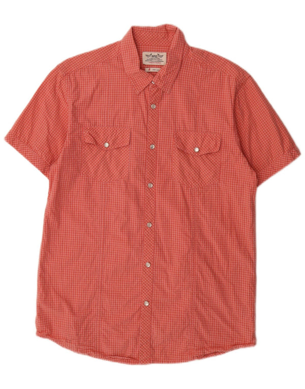 Camicia a maniche corte da uomo Rifle Large in cotone a quadretti rossi