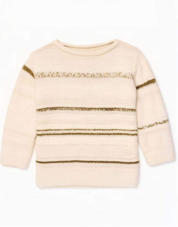 Maglione vintage da donna con scollo a barca UK 16 a righe bianche grandi