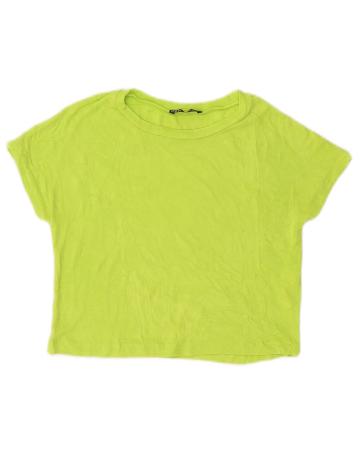 T-shirt corta da donna Zara UK 12 viscosa verde medio