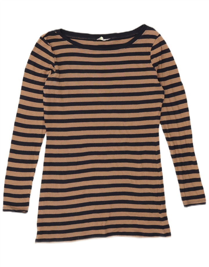 Marks & Spencer Top da donna a maniche lunghe UK 12 Medium Navy Blue Striped