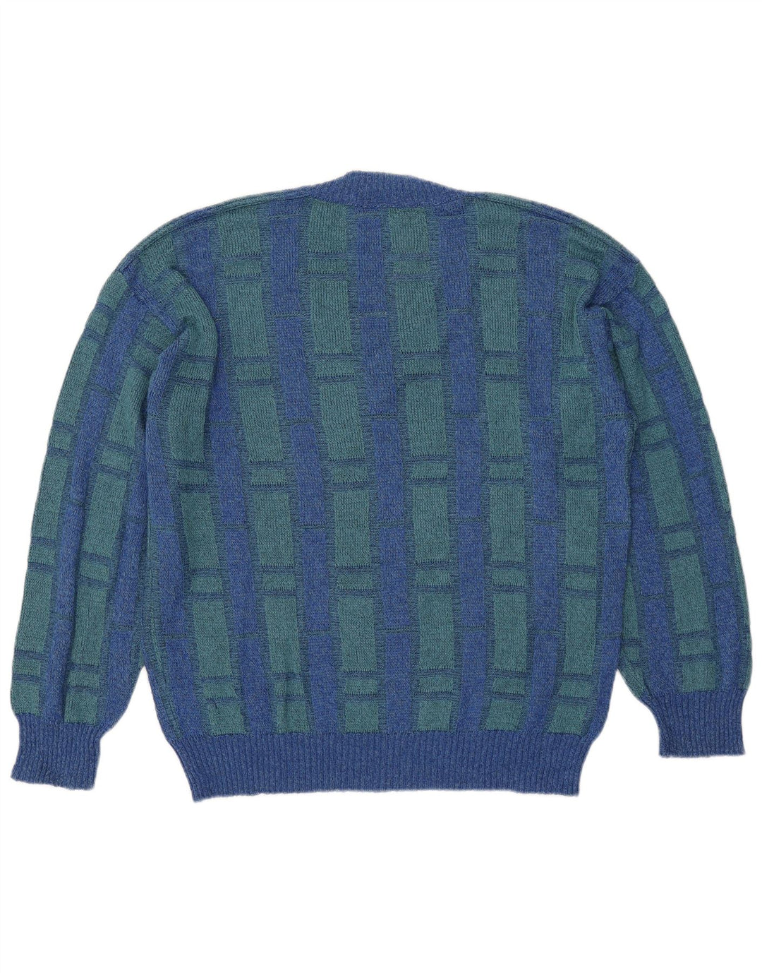 Maglione da uomo con scollo a V Maselli, grande motivo a quadri blu