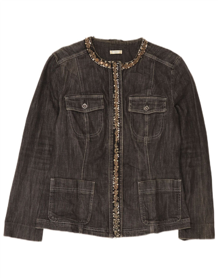 Giacca in denim da donna Marella UK 16 grande cotone grigio