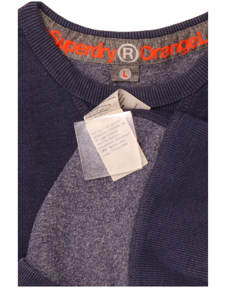Felpa da uomo SUPERDRY Maglione grande cotone blu navy