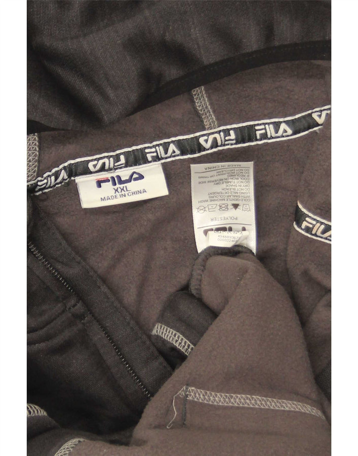 Felpa con cappuccio e zip grafica da uomo Fila 2XL poliestere nero