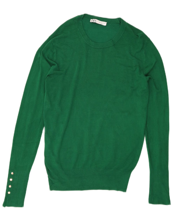 Maglione maglione girocollo da donna Zara UK 14 grande verde