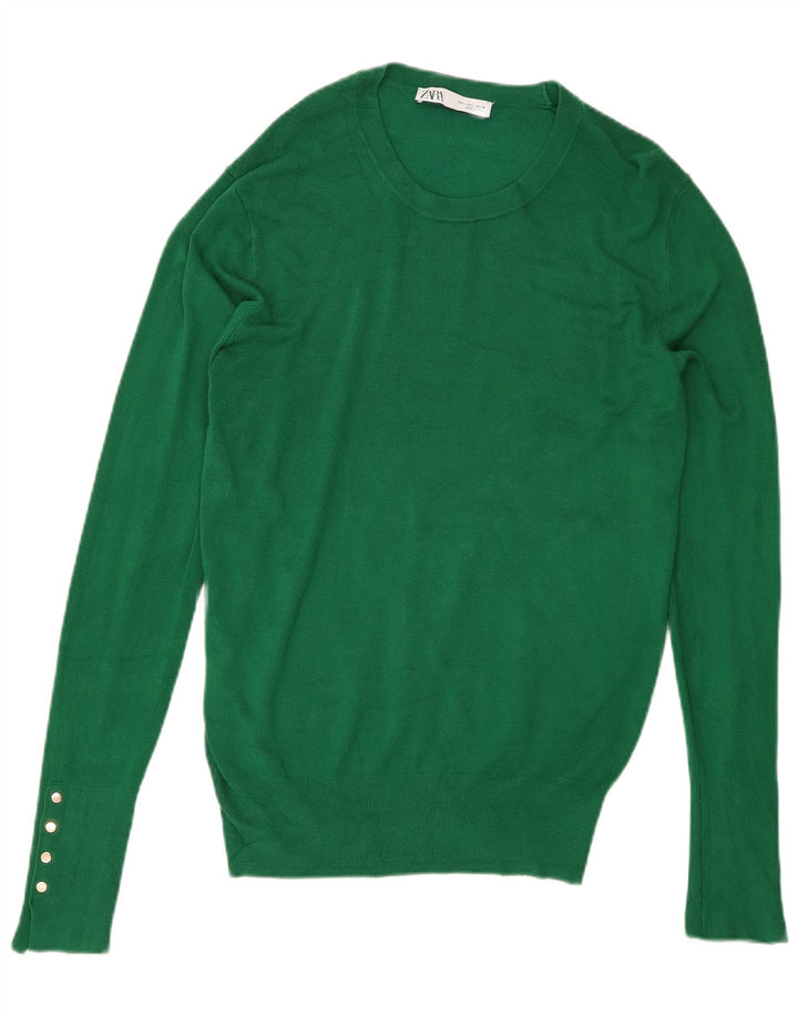 Maglione maglione girocollo da donna Zara UK 14 grande verde