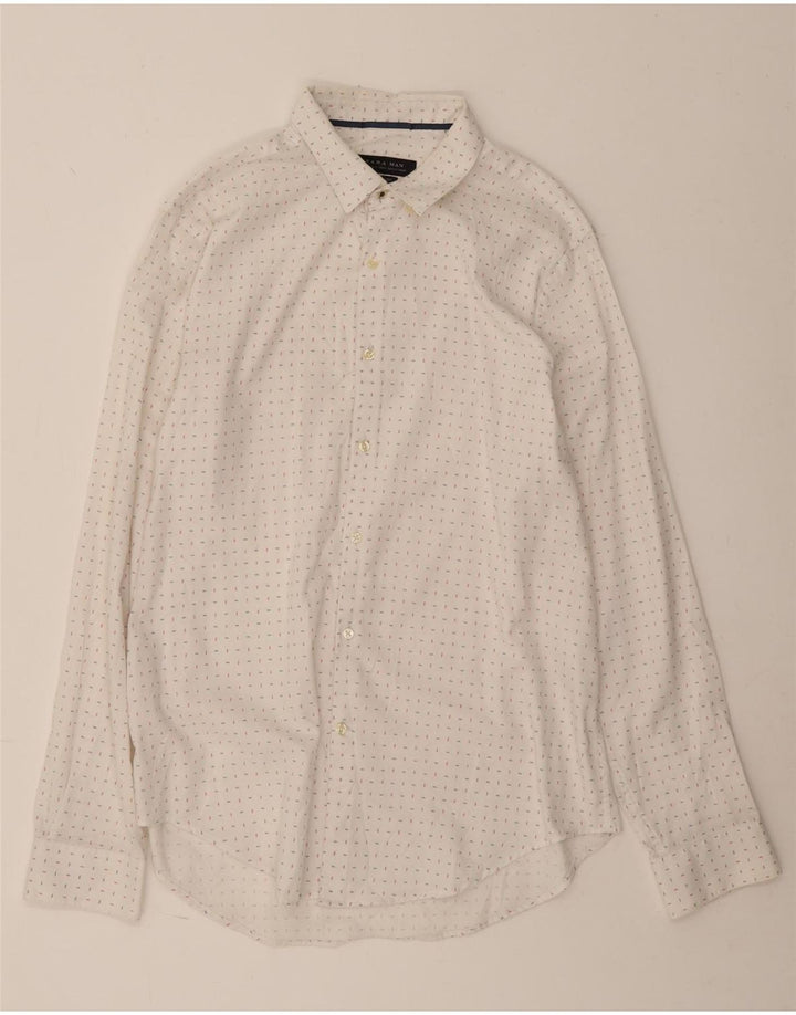 Camicia ZARA da uomo slim fit XL in cotone maculato bianco