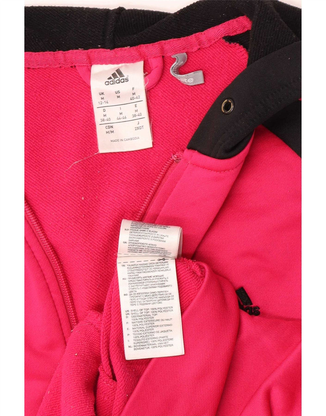 Felpa con cappuccio e zip da donna Adidas UK 12/14 Poliestere rosa medio