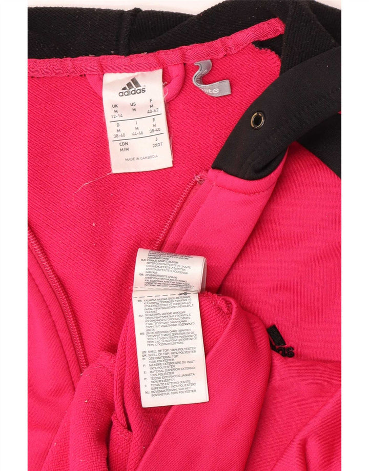 Felpa con cappuccio e zip da donna Adidas UK 12/14 Poliestere rosa medio