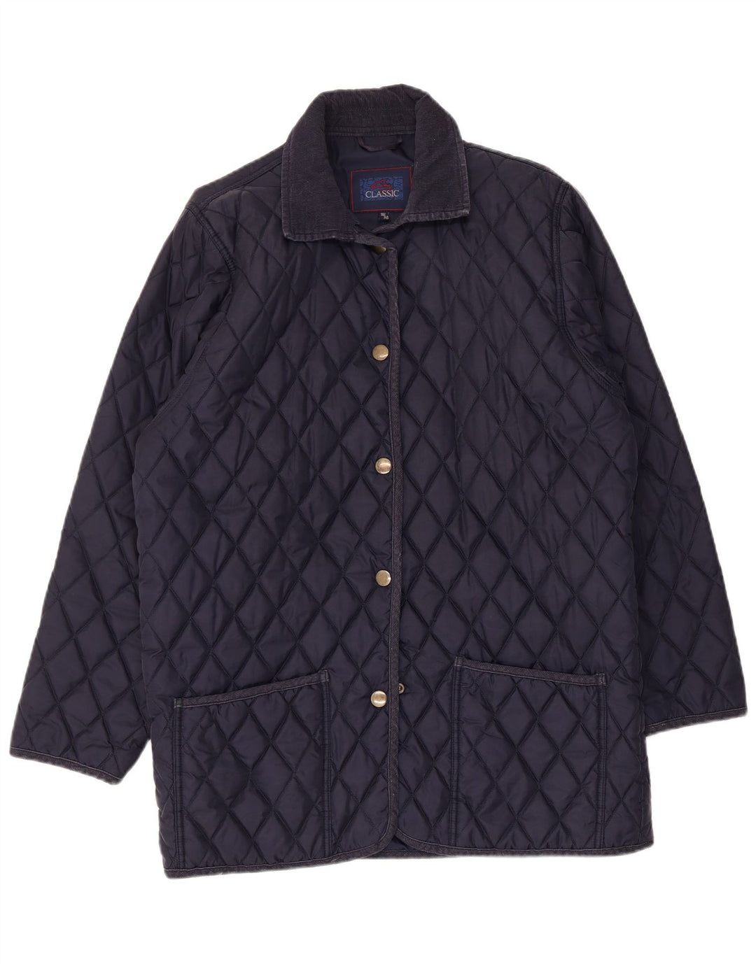 Giacca trapuntata vintage da donna vestibilità ampia EU 38/40Poliammide medio blu navy