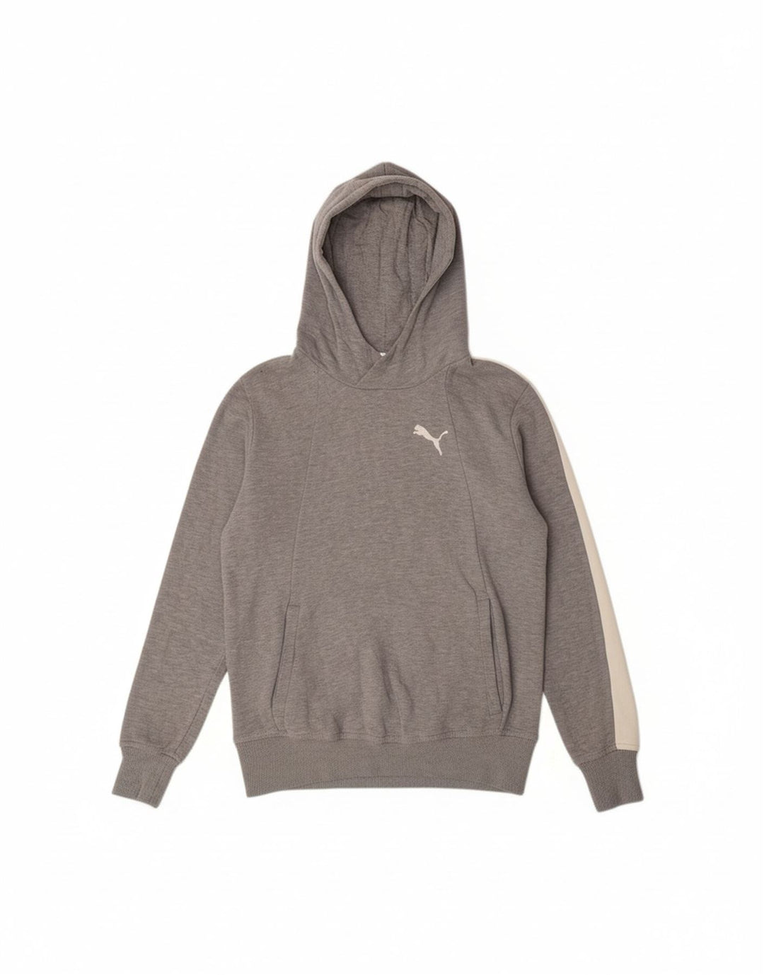PUMA Mens Hoodie Jumper Small Grey Colourblock Cotton