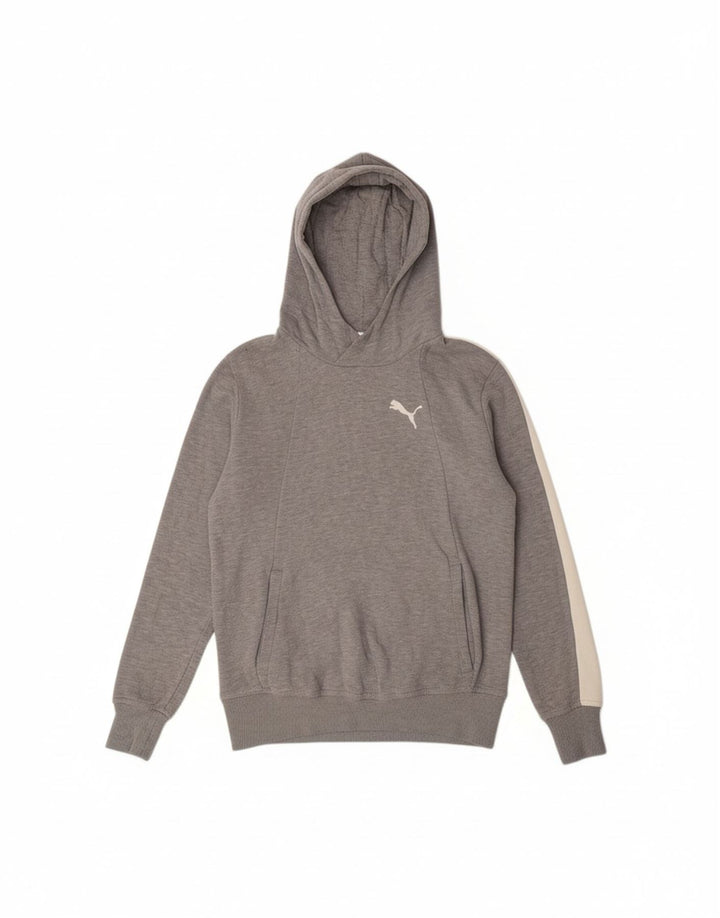 PUMA Mens Hoodie Jumper Small Grey Colourblock Cotton