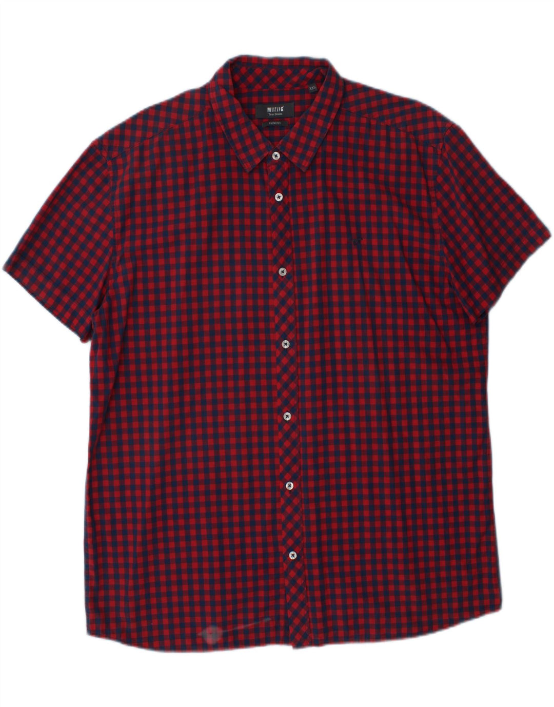 MUSTANG Mens Slim Fit Short Sleeve Shirt 2XL Red Check Vintage Mustang and Second-Hand Mustang from Messina Hembry 