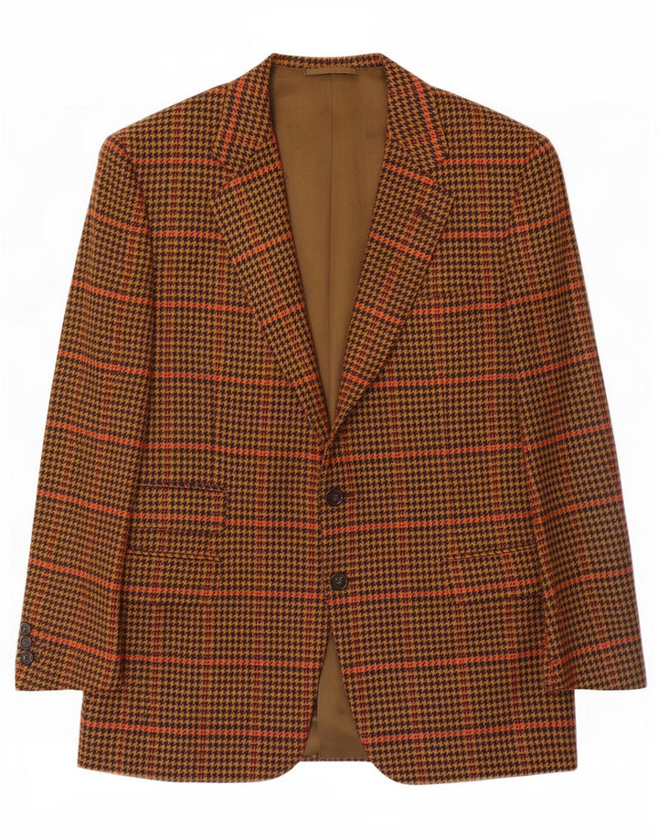 Giacca blazer da uomo a 2 bottoni Guabello IT 46 piccola lana pied de poule marrone