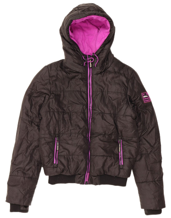 Giacca imbottita con cappuccio da donna Superdry UK 40 grande poliestere nero