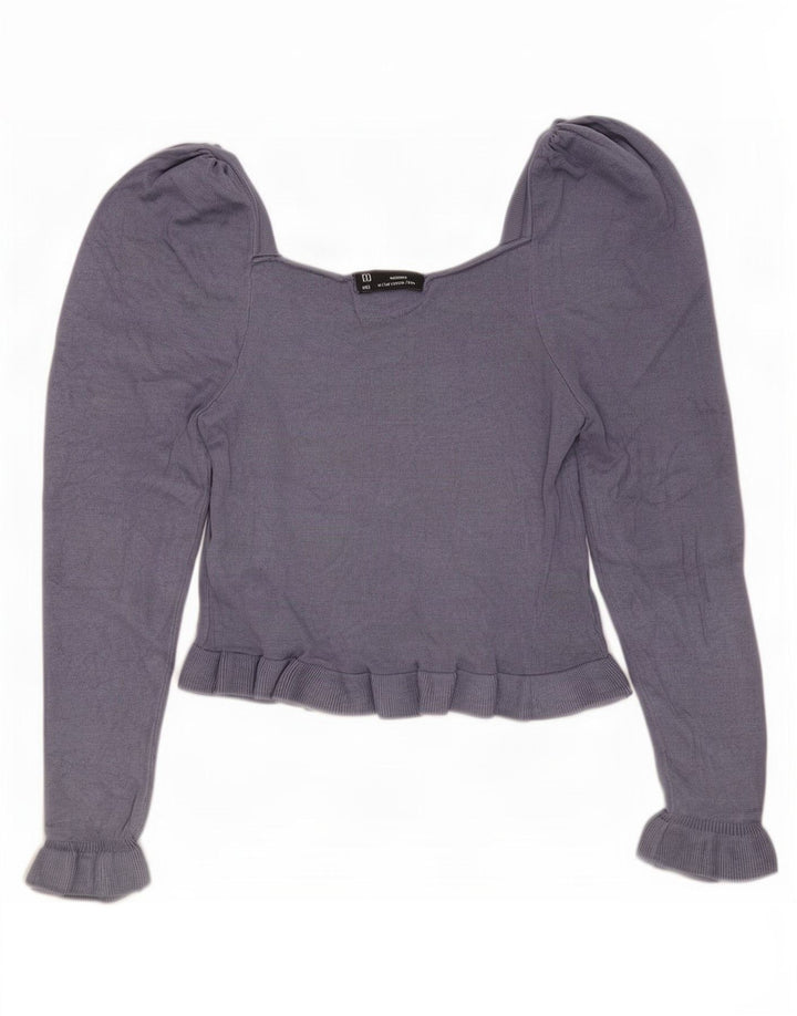 Top corto da donna Zara a maniche lunghe UK 12 Blu medio