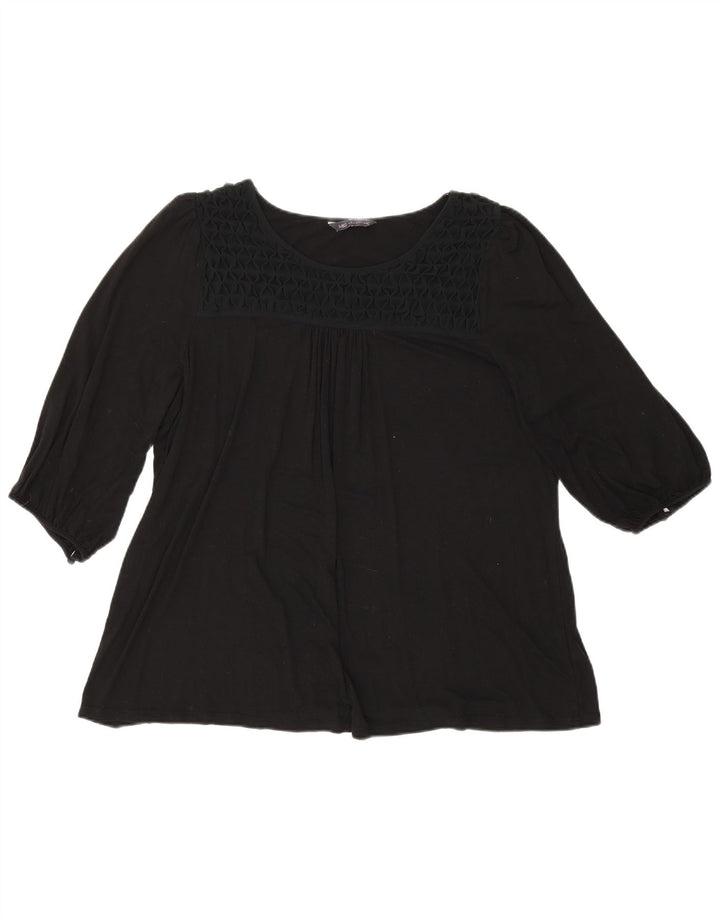Top in camicetta con maniche a 3/4 da donna Marks & Spencer UK 20 2XL viscosa nera