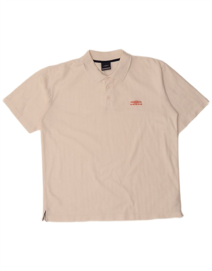 UMBRO Mens Polo Shirt Large White Polyester