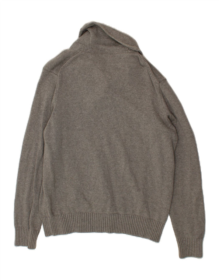 TOMMY HILFIGER Mens Shawl Neck Jumper Sweater Large Grey Cotton Vintage Tommy Hilfiger and Second-Hand Tommy Hilfiger from Messina Hembry 