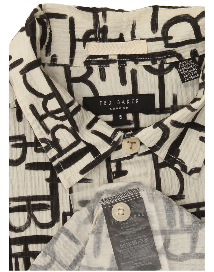TED BAKER Camicia grafica da uomo a maniche corte taglia 5 XL Cotone bianco