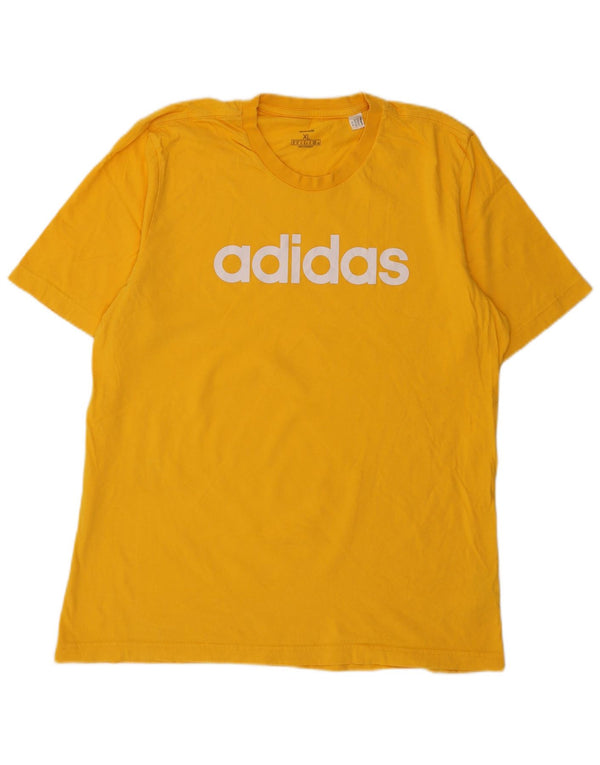 T-shirt grafica da uomo Adidas Top XL in cotone giallo