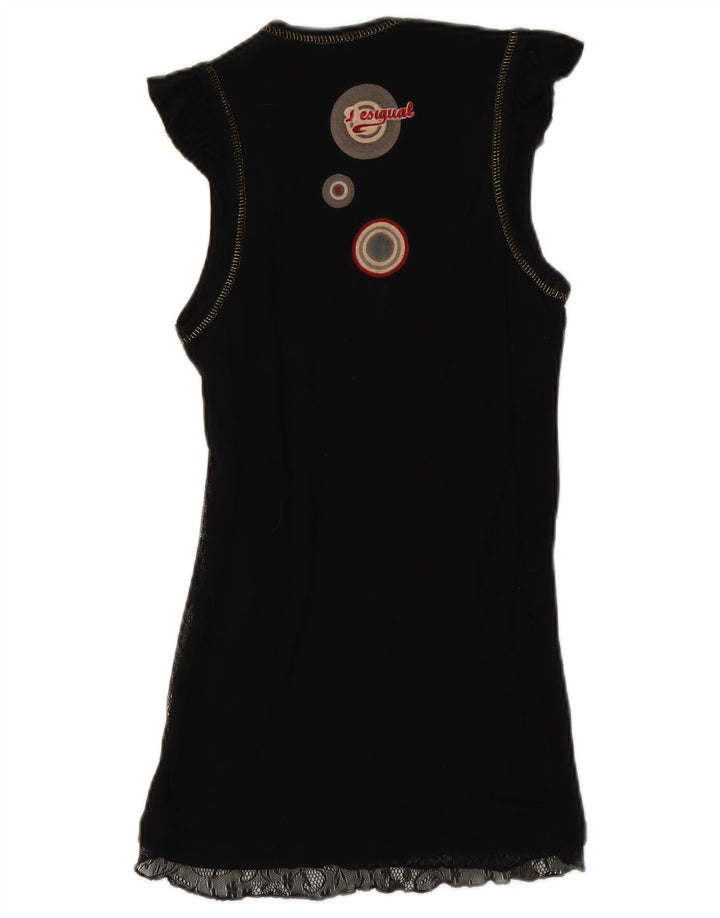 Desigual Donna Graphic Camicetta Top UK 6 XS Nero Floreale
