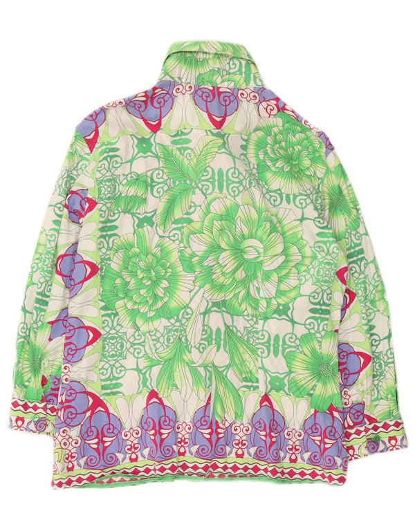 Naracamicie Camicia da donna con maniche a 3/4 UK 16 Grande cotone floreale verde
