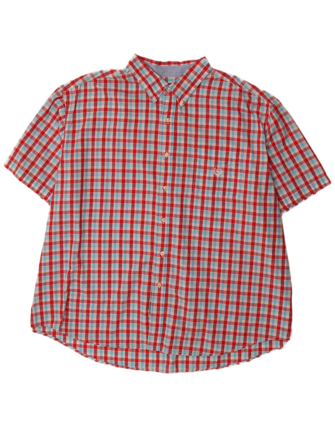Chaps Camicia da uomo vestibilità regolare a maniche corte grandi 4XL in cotone a quadretti rosso