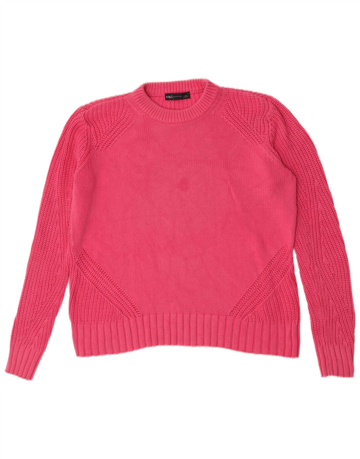 Maglione maglione girocollo oversize da donna Marks & Spencer UK 10 piccolo rosa