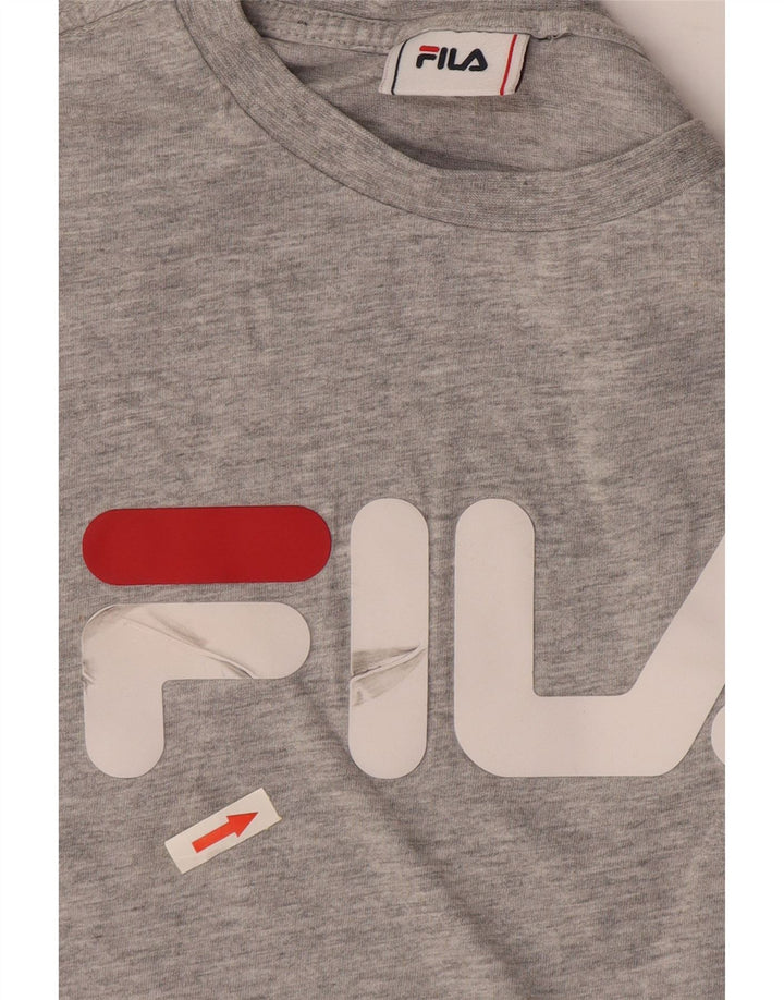 T-shirt grafica da uomo Fila Top in cotone grigio medio