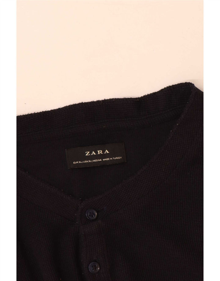 Top Zara da uomo a maniche lunghe XL blu navy