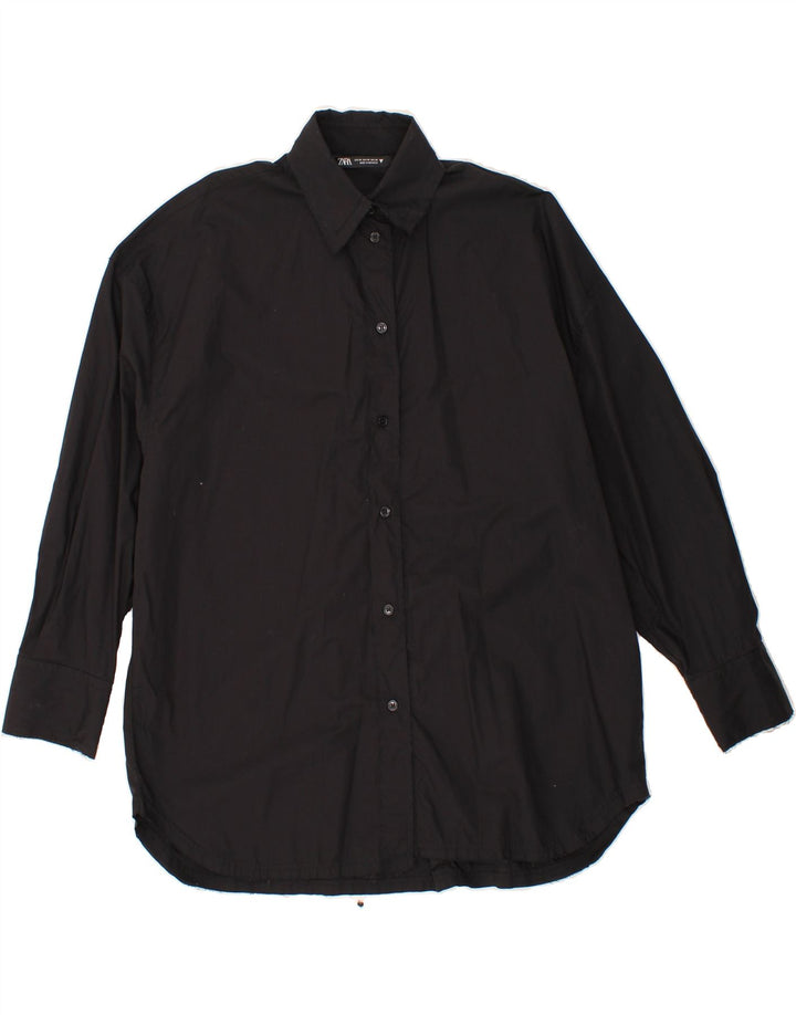 ZARA Womens Oversized Shirt UK 6 XS Black Cotton Vintage Zara and Second-Hand Zara from Messina Hembry 