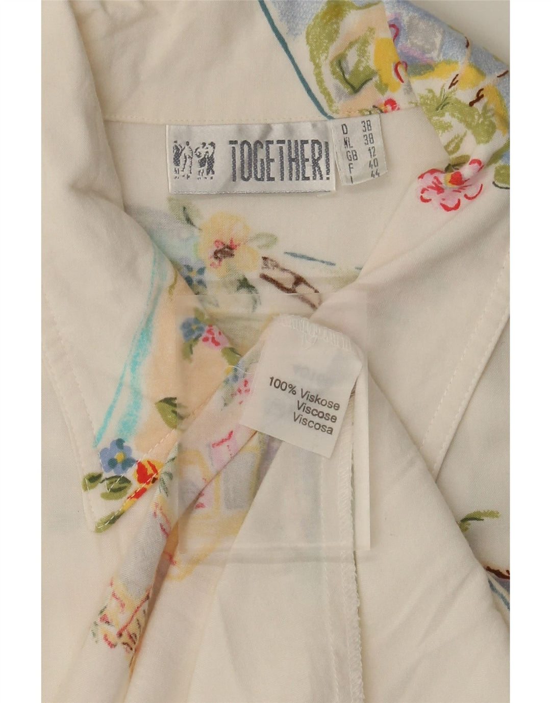 Abito maxi camicia senza maniche da donna Together UK 12 Patchwork bianco medio