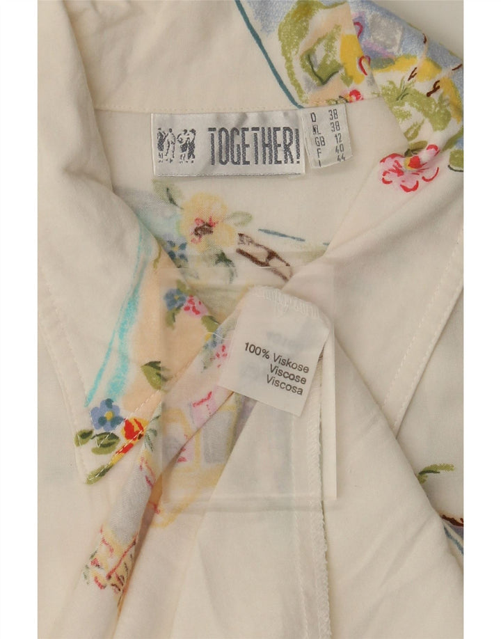 Abito maxi camicia senza maniche da donna Together UK 12 Patchwork bianco medio