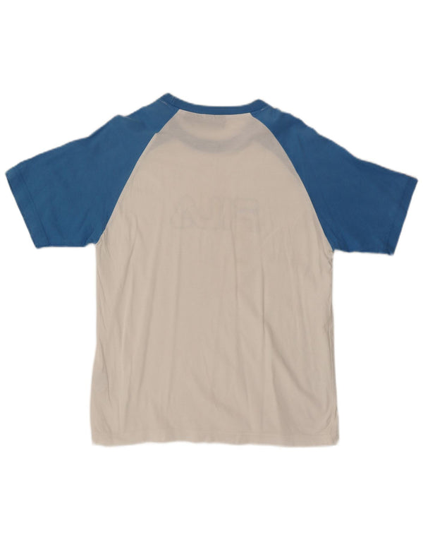 T-shirt grafica da uomo Fila Top Small in cotone color block bianco