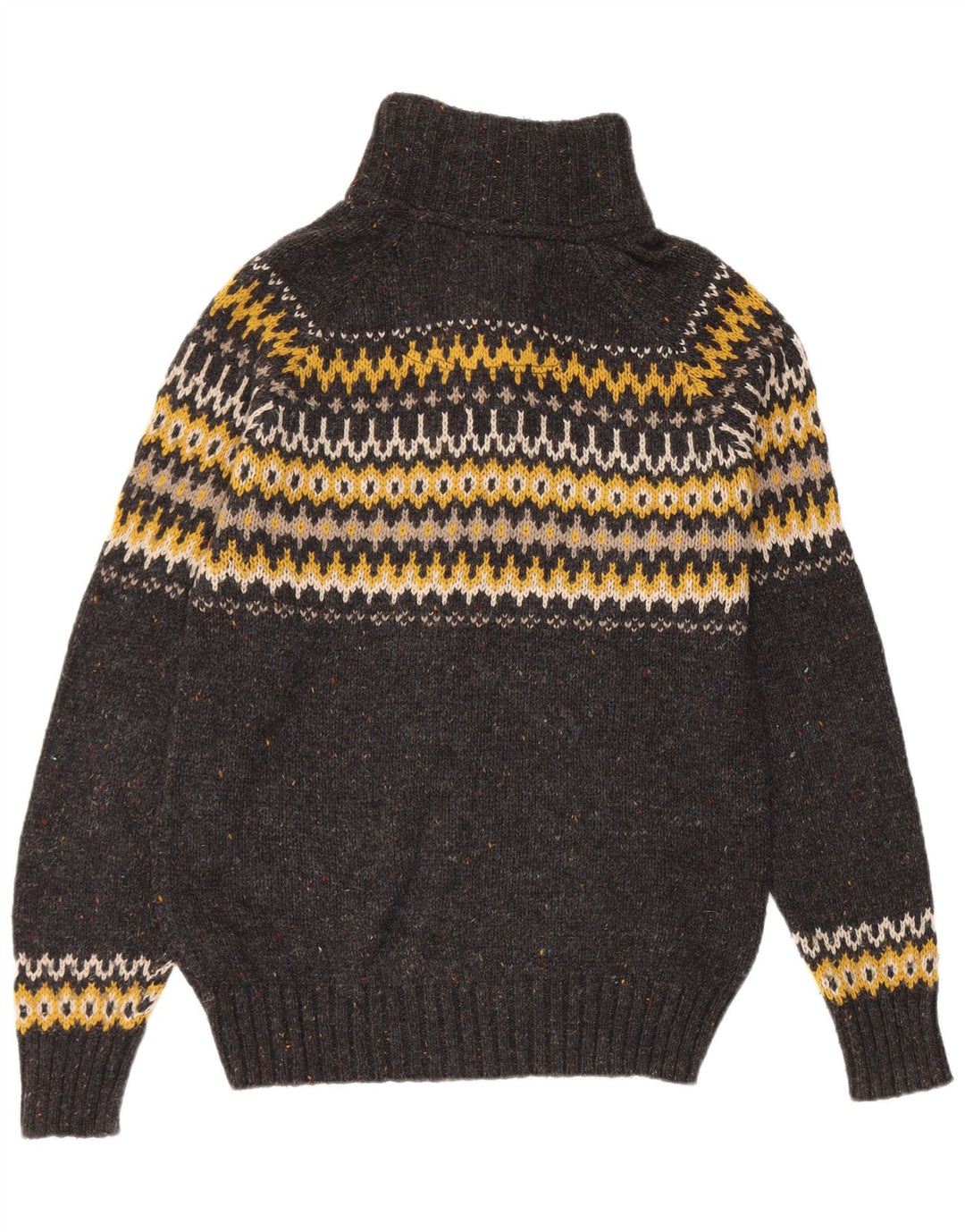 Maglione da uomo con collo abbottonato Fat Face Lana Fair Isle grigio medio