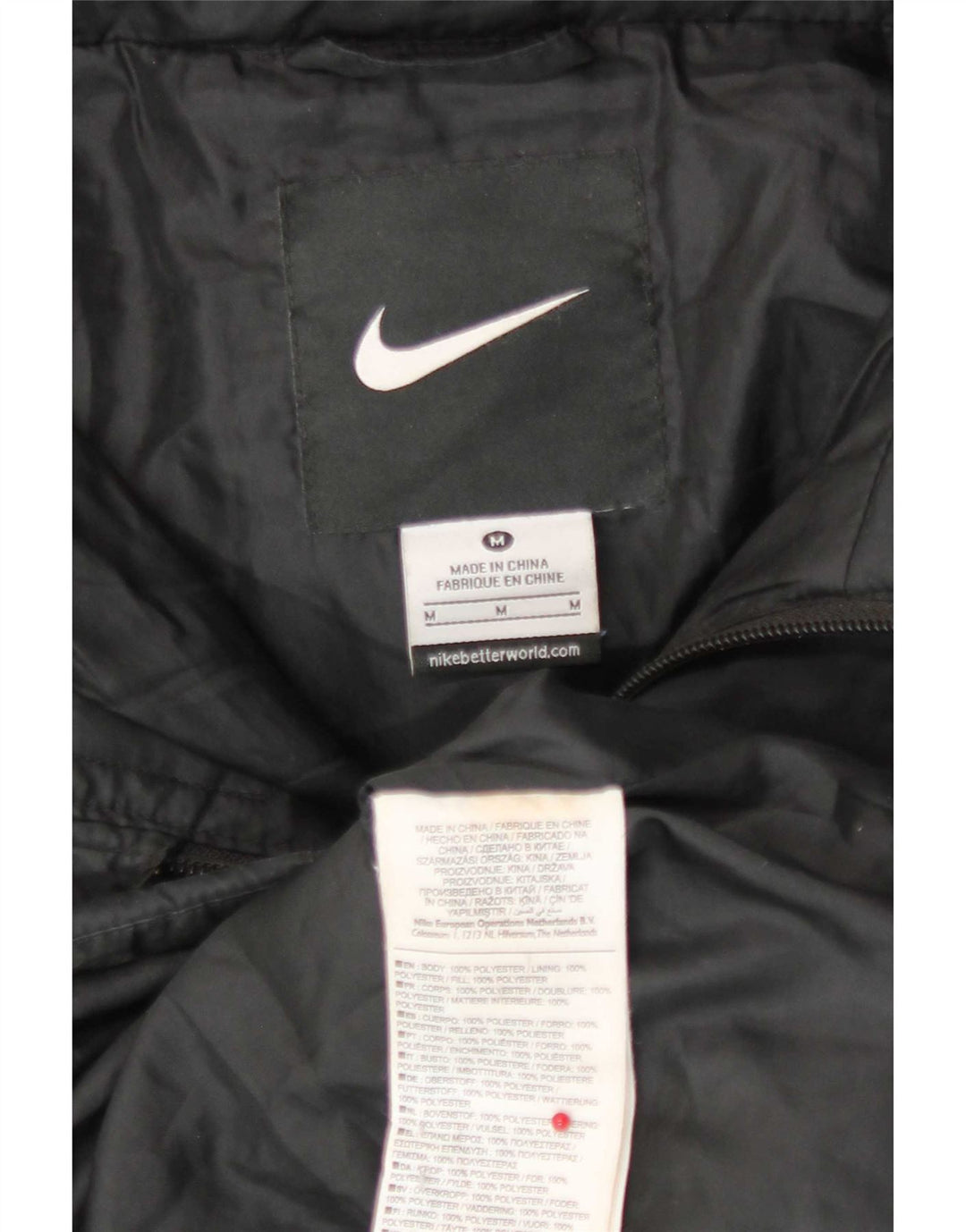Giacca imbottita con grafica Nike da uomo UK 38 medio poliestere nero