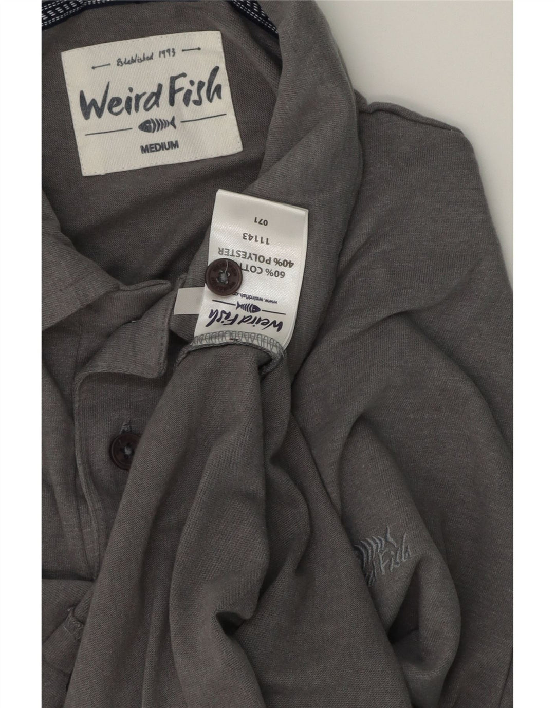 Polo da uomo Weird Fish in cotone grigio medio