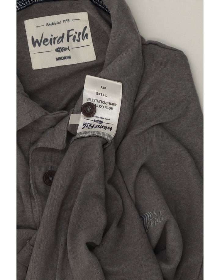 Polo da uomo Weird Fish in cotone grigio medio