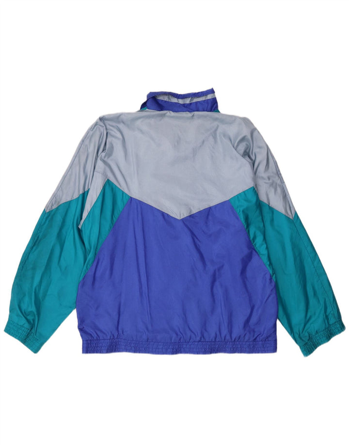 Giacca da tuta da uomo leopardata UK 42/44 Large Blu Colourblock Nylon