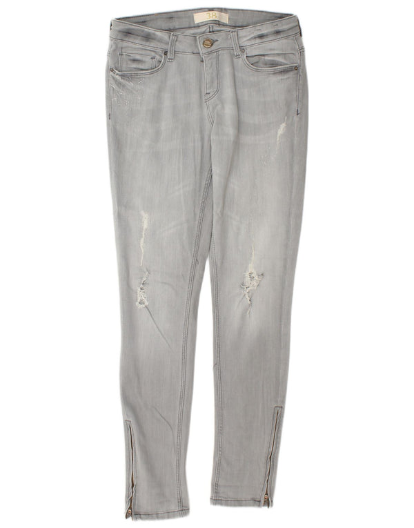 ZARA Womens Distressed Skinny Jeans EU 38 Small W28 L30 Grey Cotton