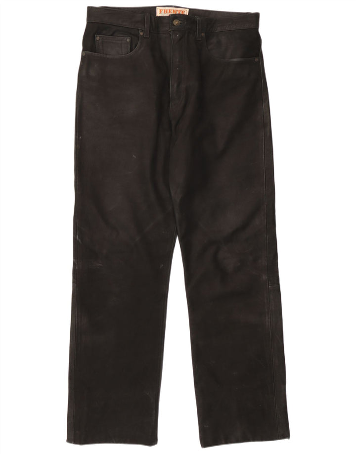 Pantaloni in pelle da uomo Fuente W37 L31 Pelle nera