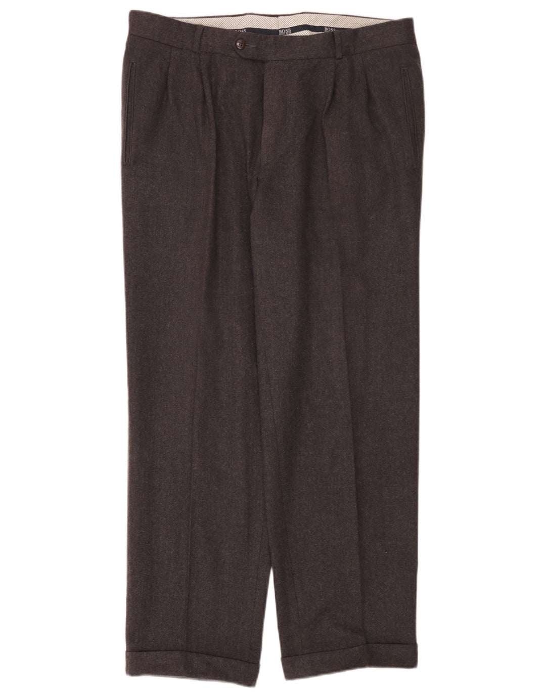 Pantaloni da abito con pegging da uomo Hugo Boss W36 L30 lana vergine grigia