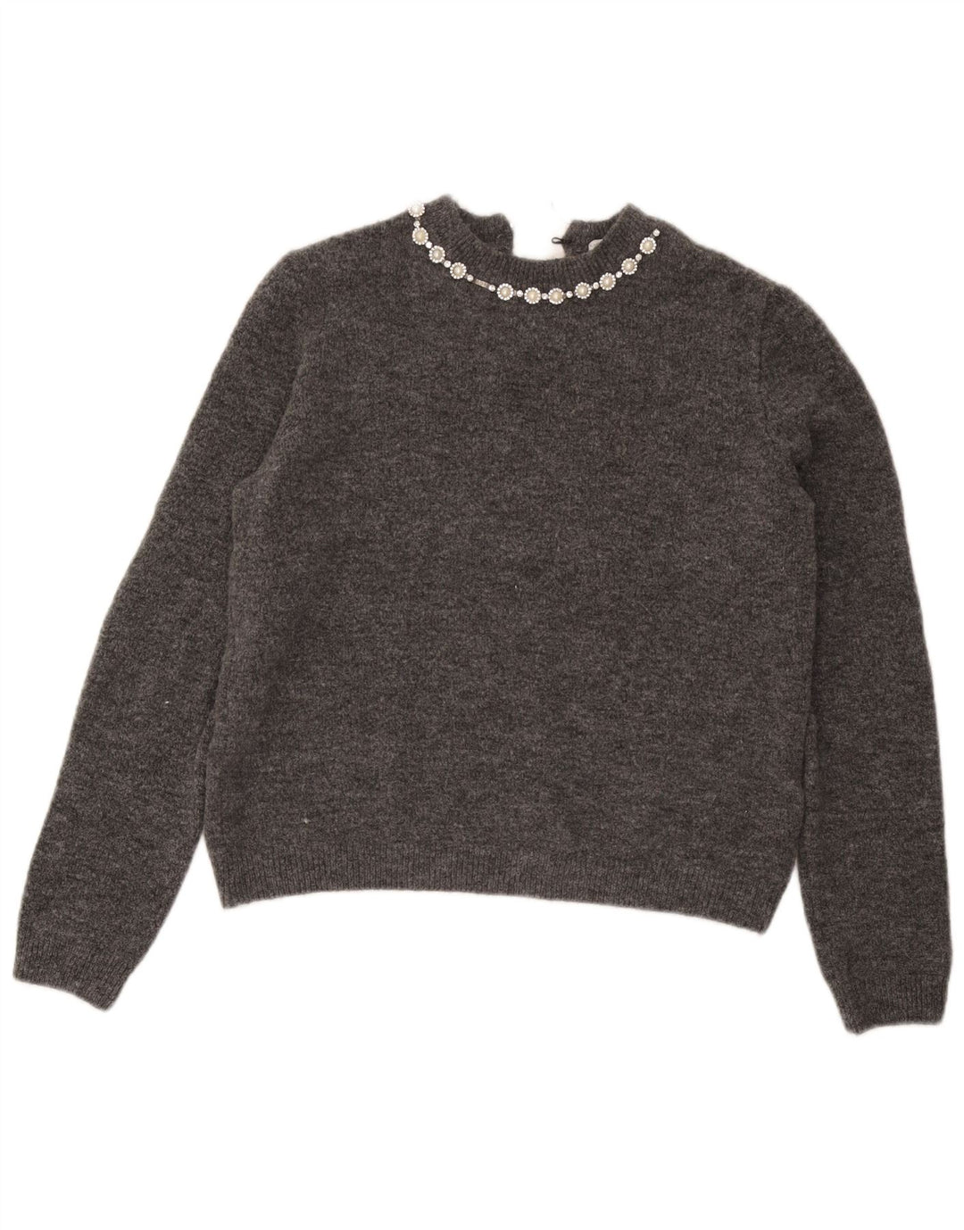 Maglione maglione con scollo a barca da donna Marks & Spencer UK 14 Acrilico grigio medio