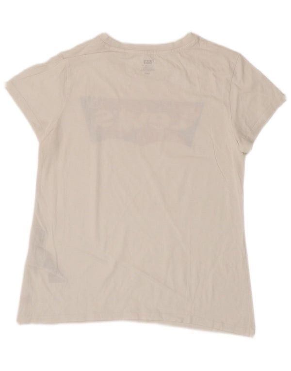Levi's Womens Graphic T-Shirt Top UK 12 Medium White Cotton
