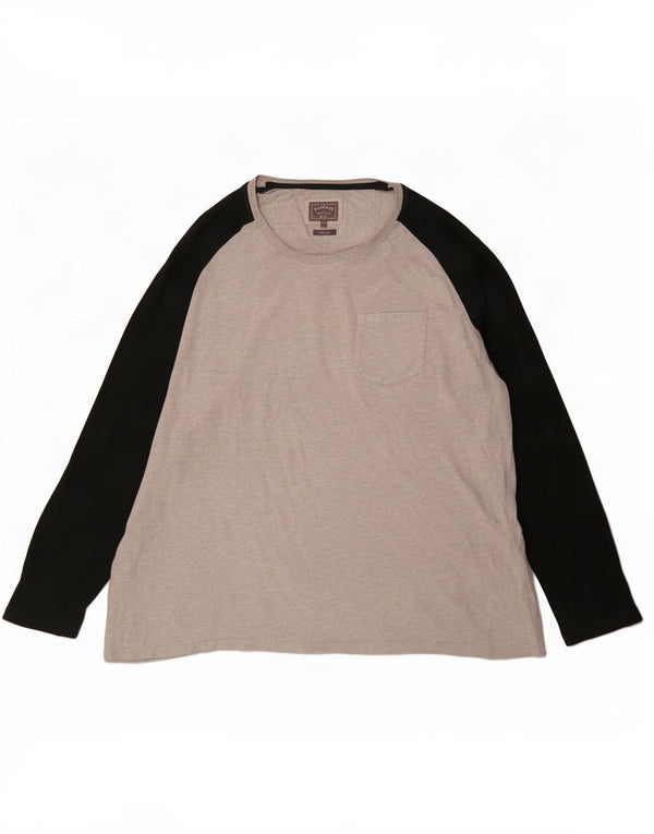 Fat Face Top da uomo a maniche lunghe 2XL in cotone color block grigio