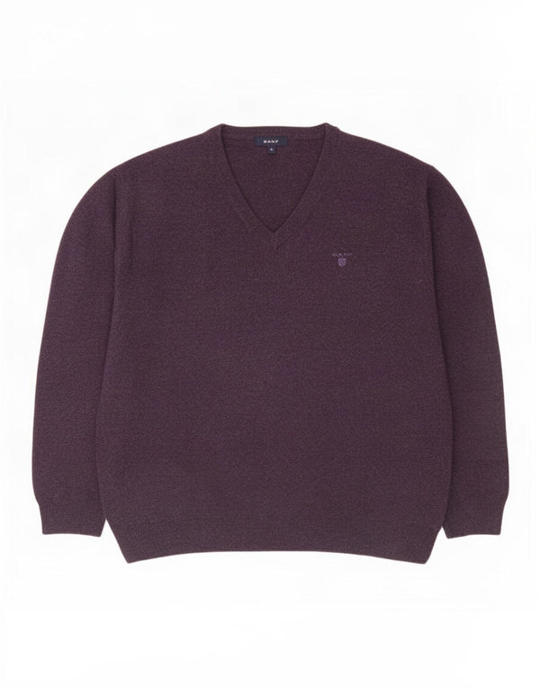 Gant Maglione da uomo con scollo a V XL Lana d'agnello viola