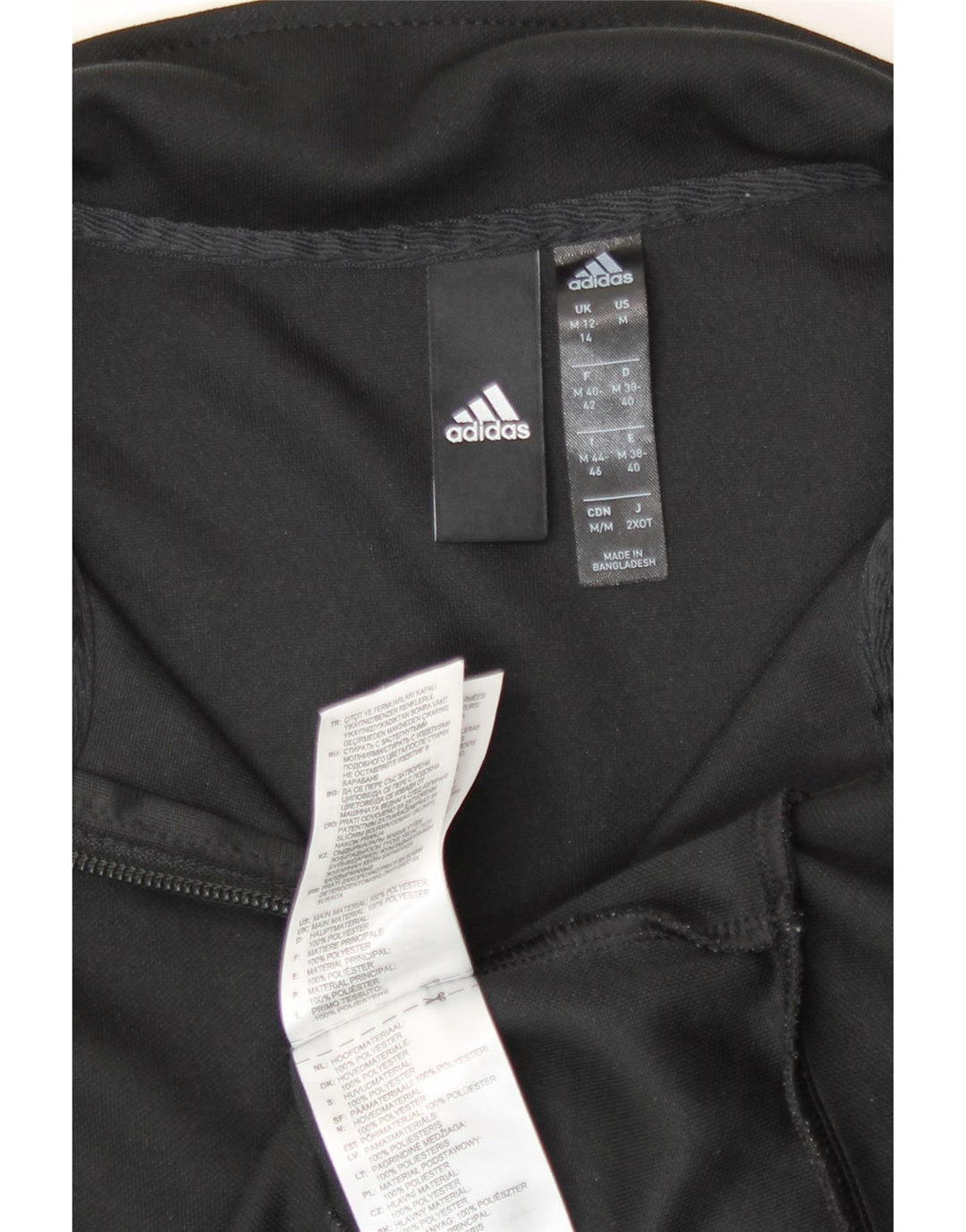 Giacca superiore della tuta da donna Adidas UK 12/14 poliestere nero medio
